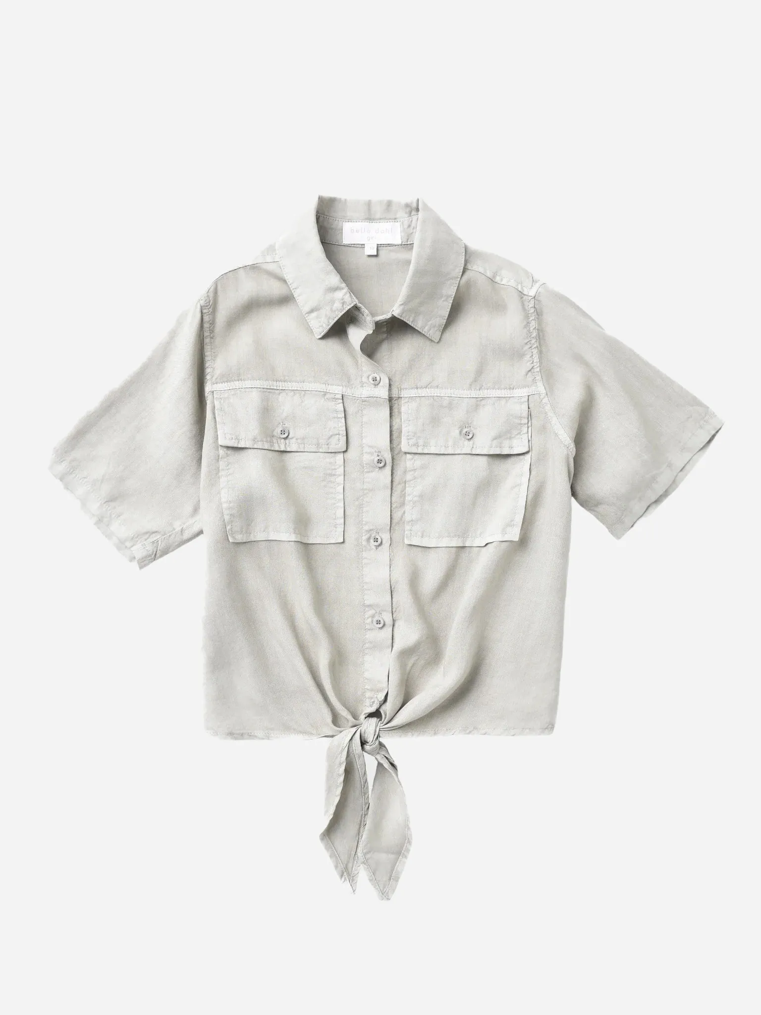     BELLA DAHL  Girls' Two-Pocket Short-Sleeve Tie Front Shirt    