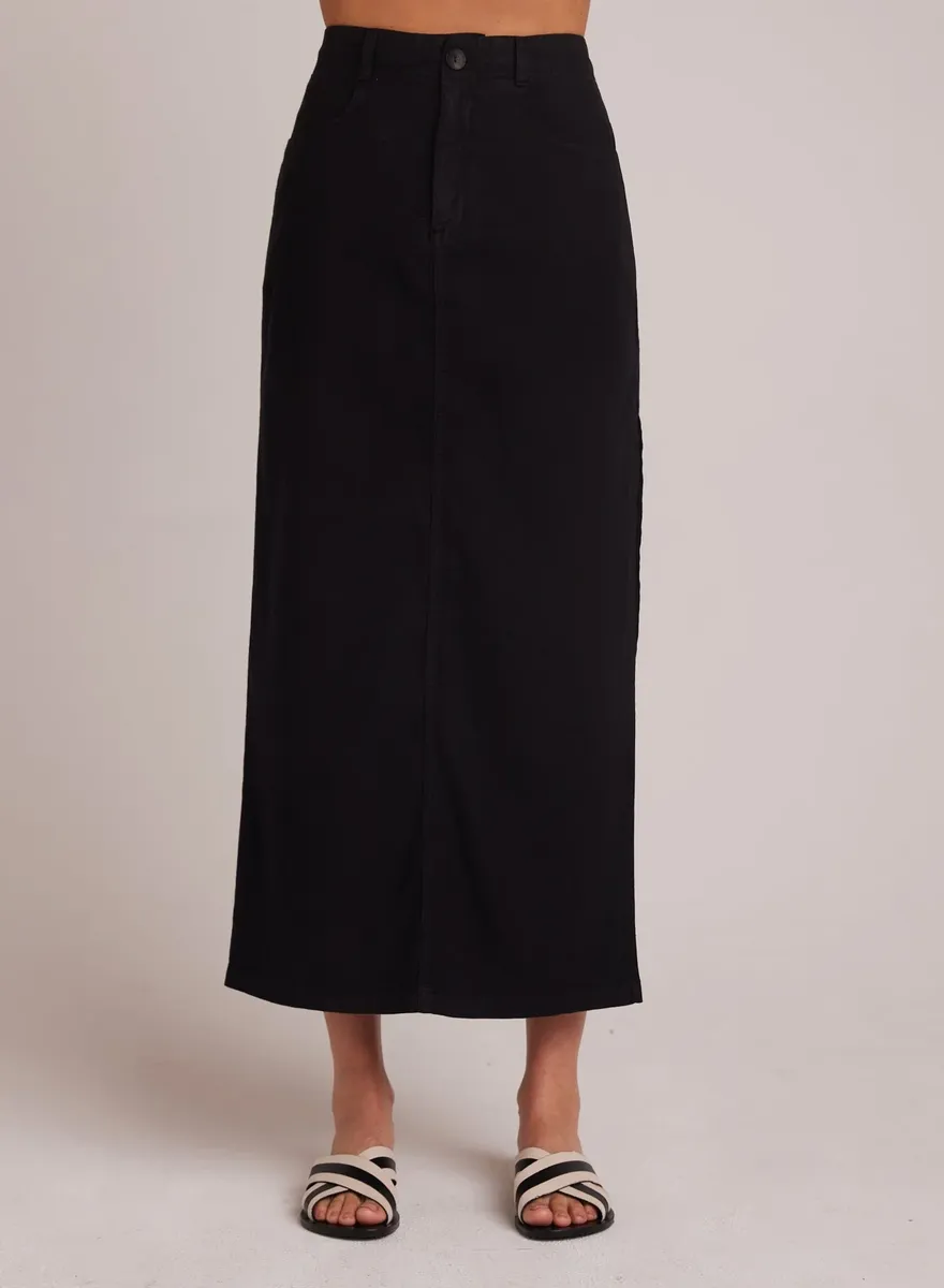 Bella Dahl Indigo Linen Cotton Side Slit Skirt in Black