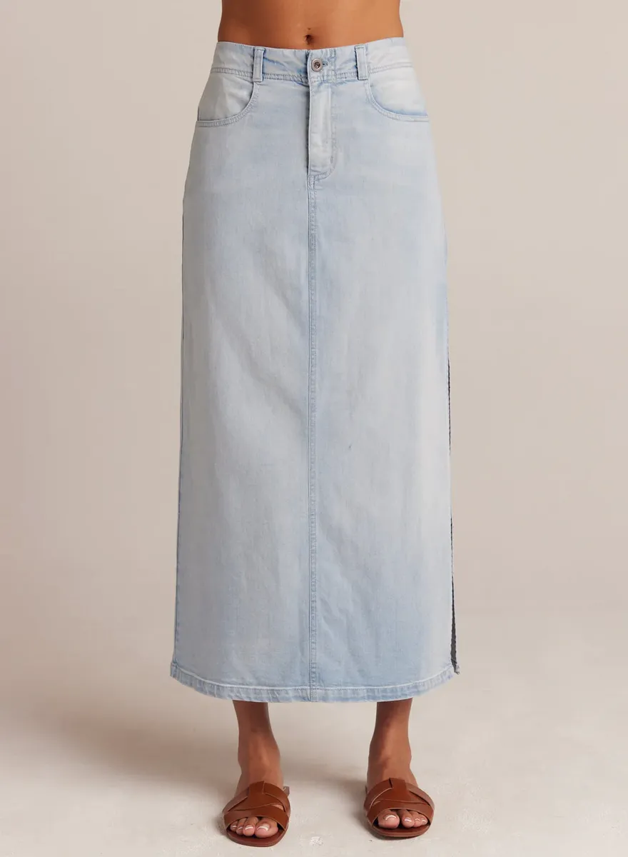 bella dahl Indigo Tencel Cotton Stretch Skirt Ocean Mist