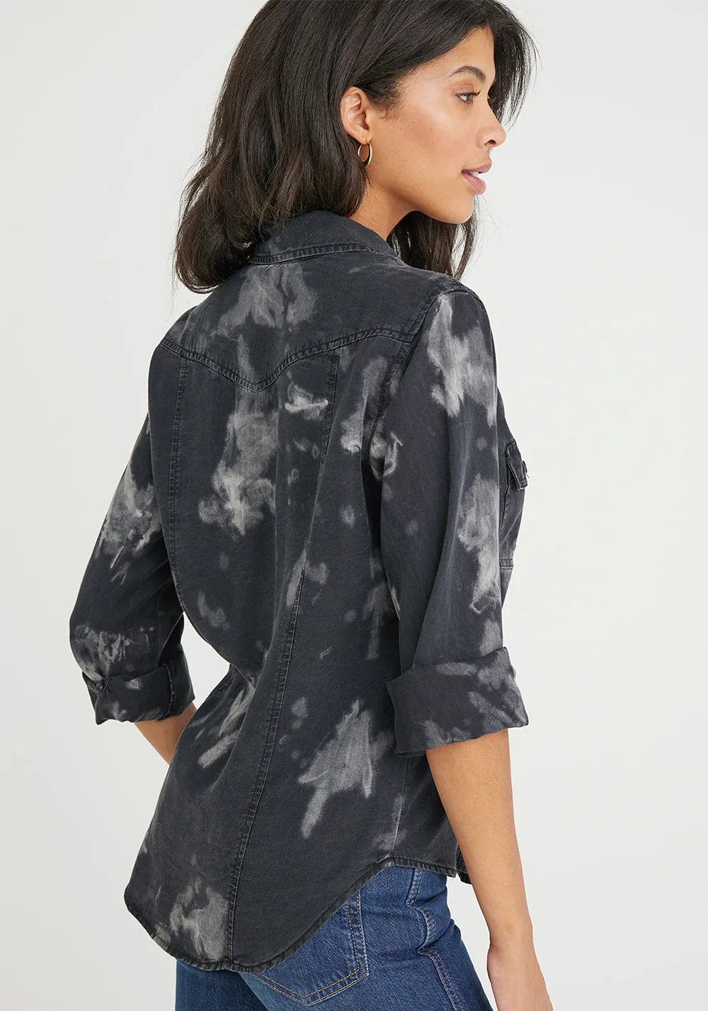 Bella Dahl - Long Sleeve Seamed Shirt - Black Cloud Wash