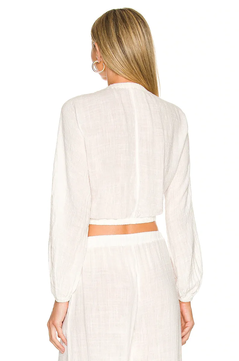 bella dahl Long Sleeve Tie Front Top - White