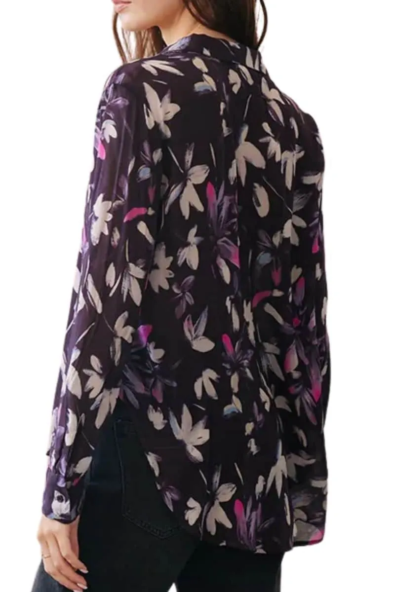 Bella Dahl L/S Clean Shirt in Floral Plum Print