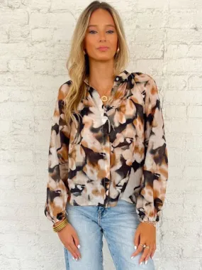 Bella Dahl L/S Shirred Raglan Floral Print Top