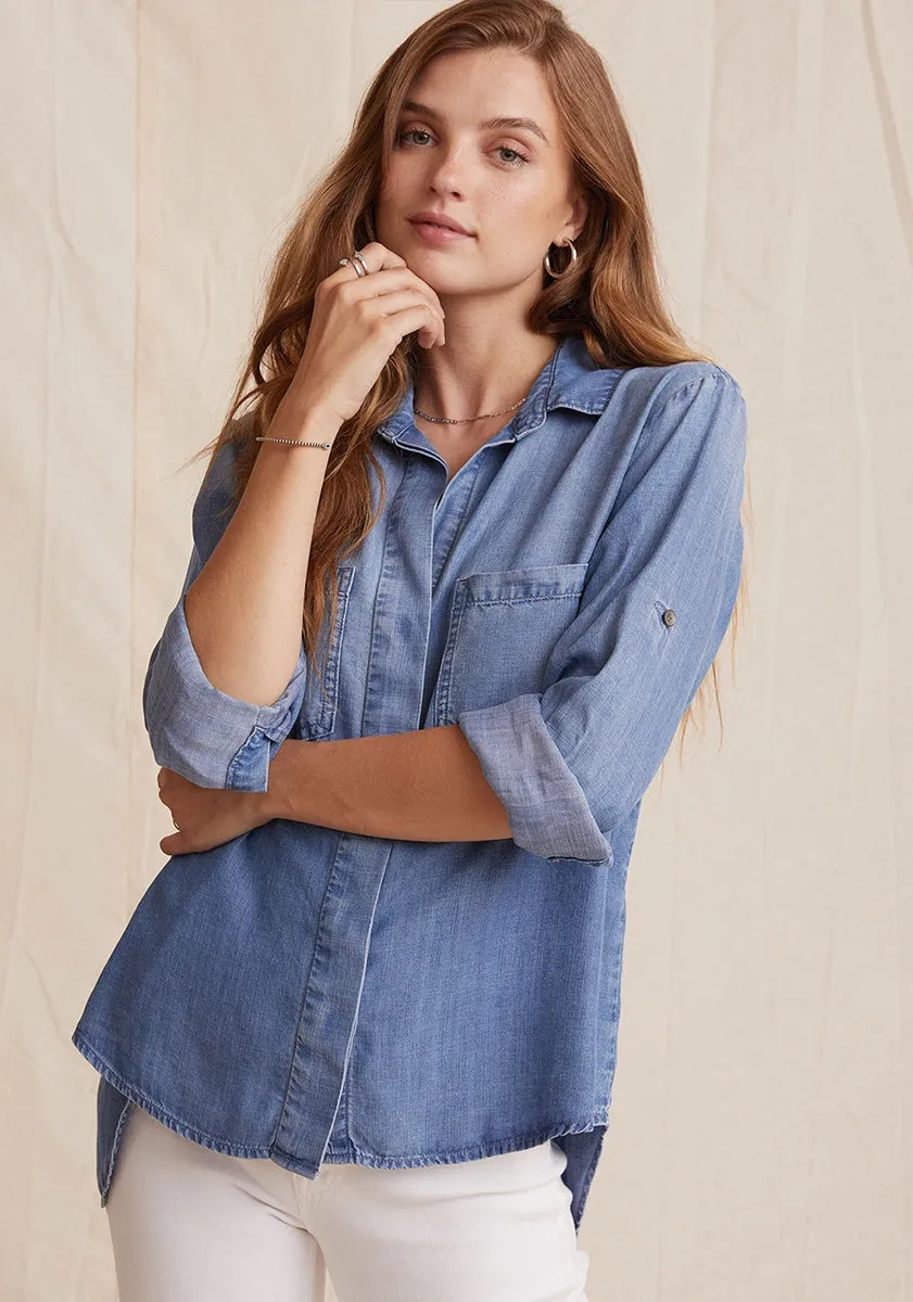 Bella Dahl Medium Ombre Split Back Button Down