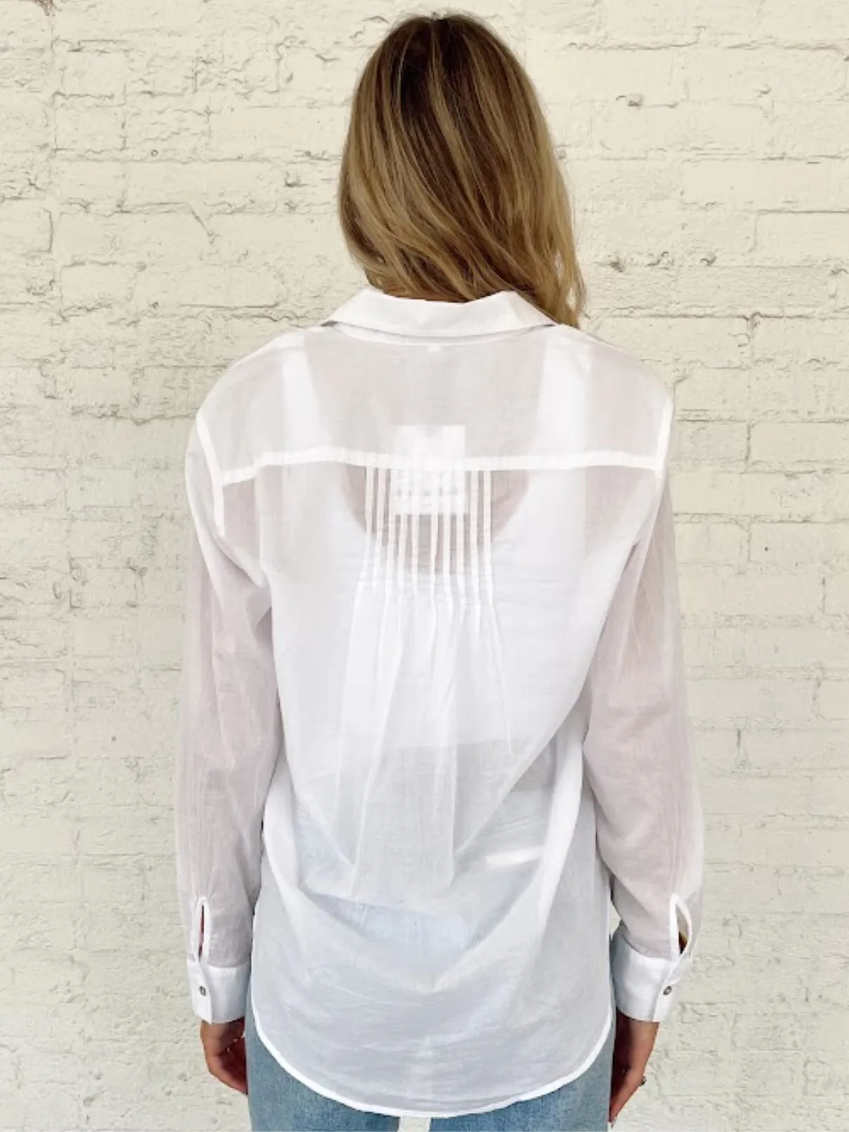 Bella Dahl Pintucked Flowy White Blouse