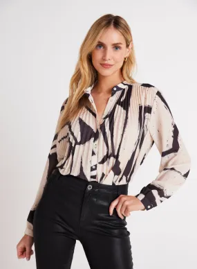 Bella Dahl Pleat Button Down - Ivory Mosaic Print