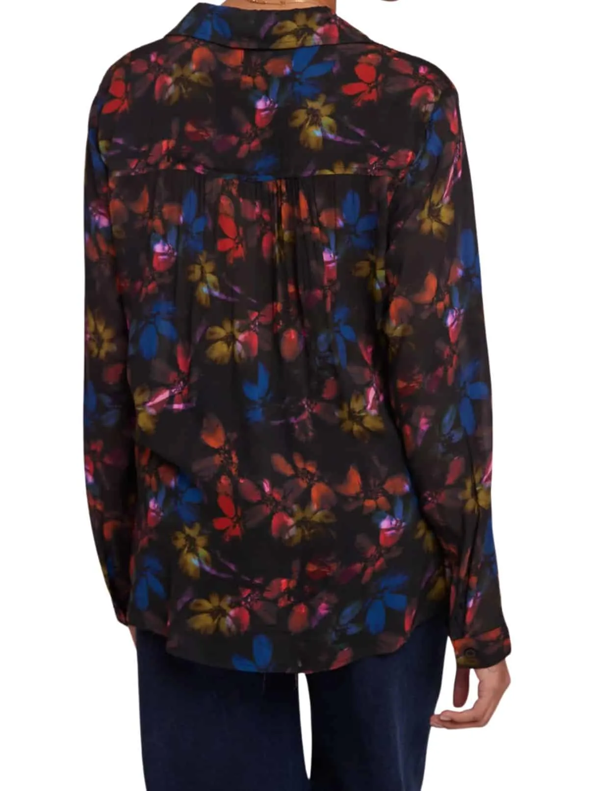 Bella Dahl Round Button Down Blouse in Evening Garden Print