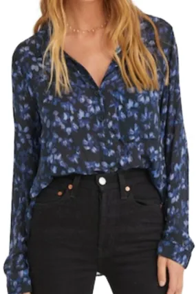 Bella Dahl Round Hem Button Down Shirt in Dark Water Floral