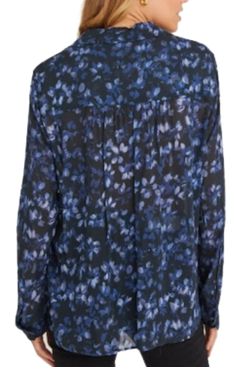 Bella Dahl Round Hem Button Down Shirt in Dark Water Floral