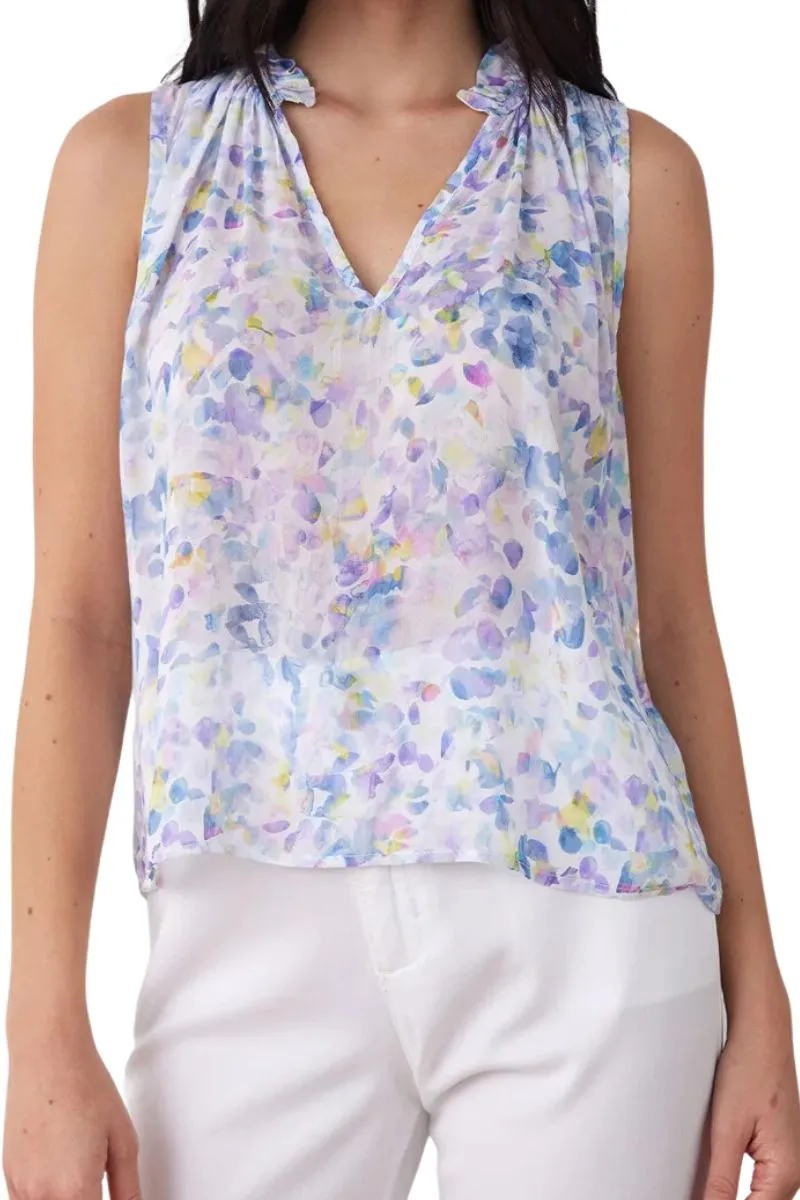 Bella Dahl Ruffle Neck Tank in Orchid Floral