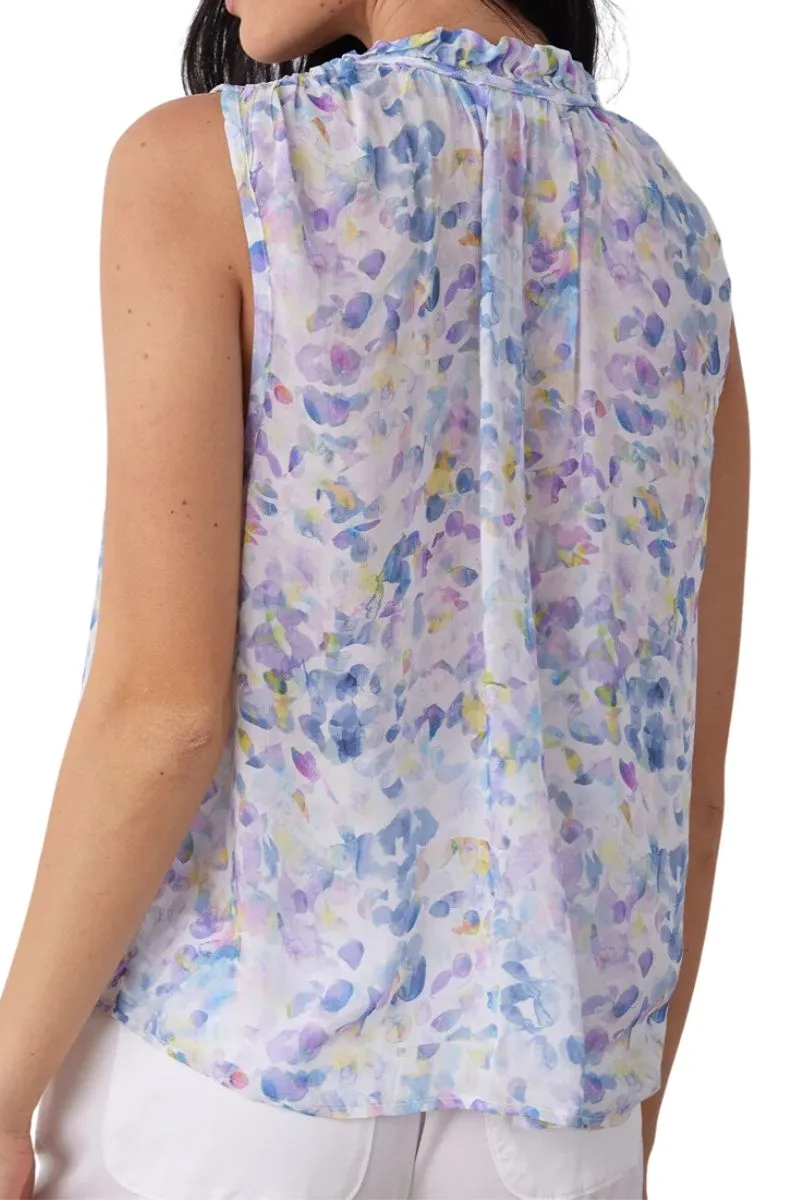 Bella Dahl Ruffle Neck Tank in Orchid Floral