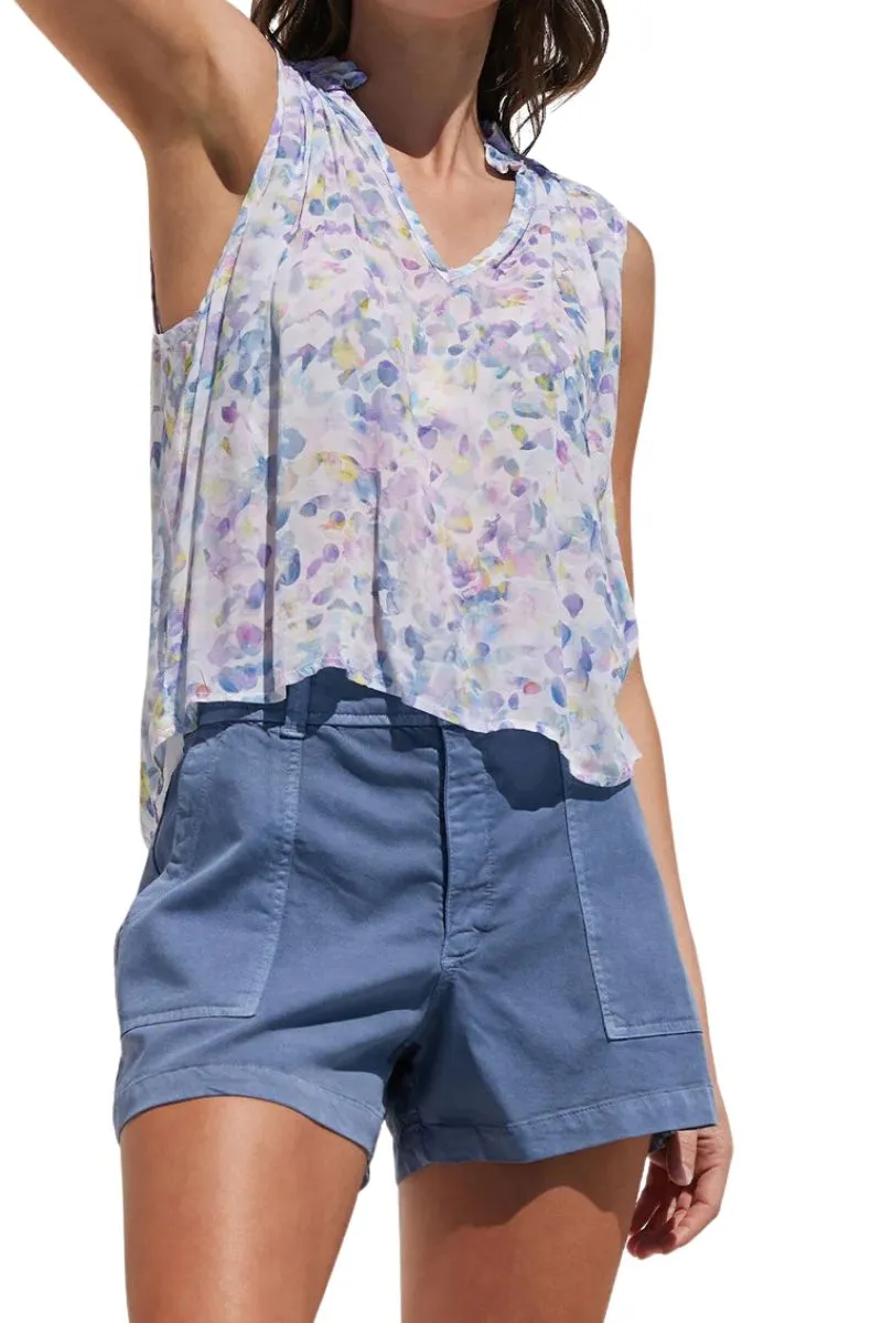 Bella Dahl Ruffle Neck Tank in Orchid Floral