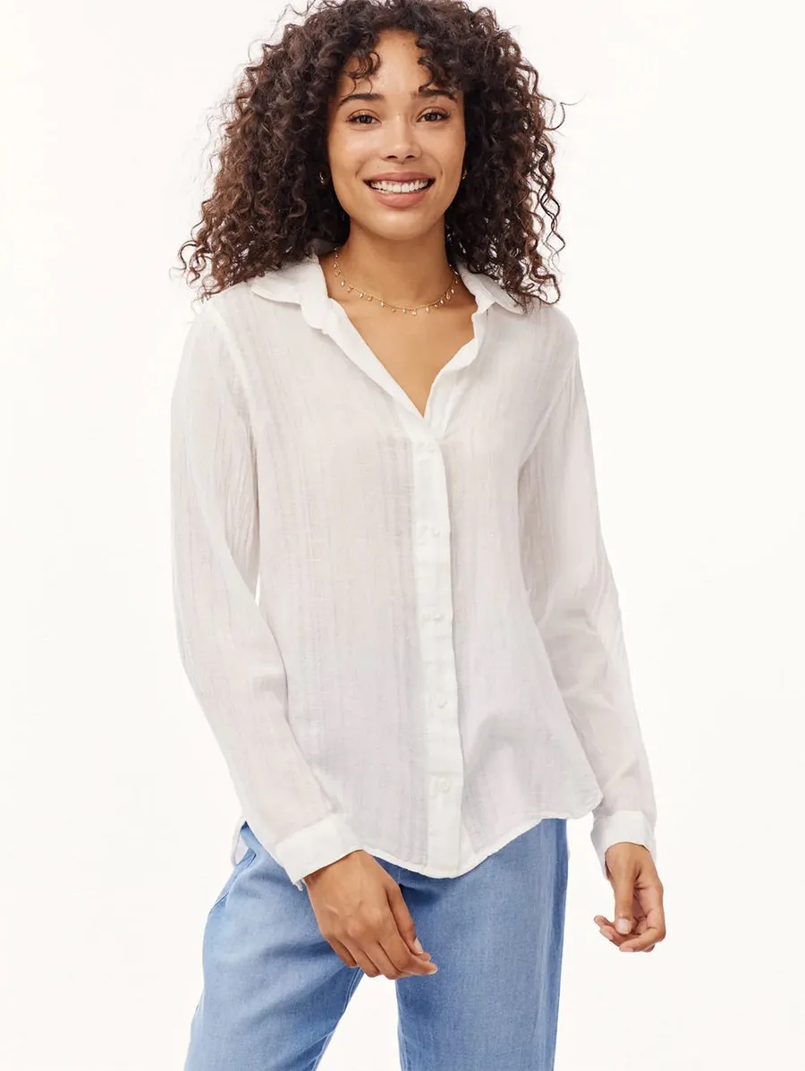 bella dahl shadow stripe long sleeve shirt in white