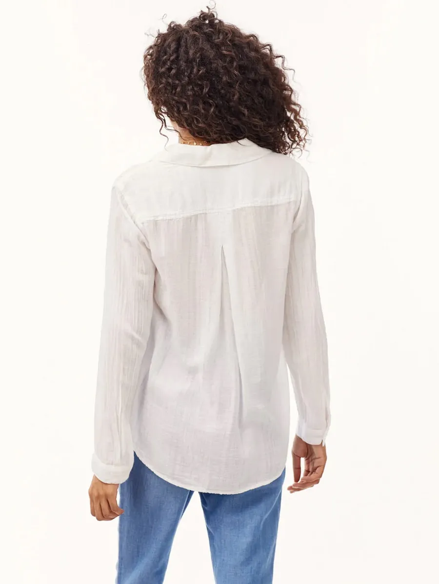 bella dahl shadow stripe long sleeve shirt in white