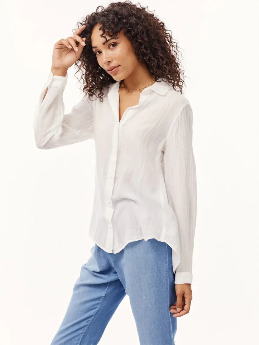 bella dahl shadow stripe long sleeve shirt in white