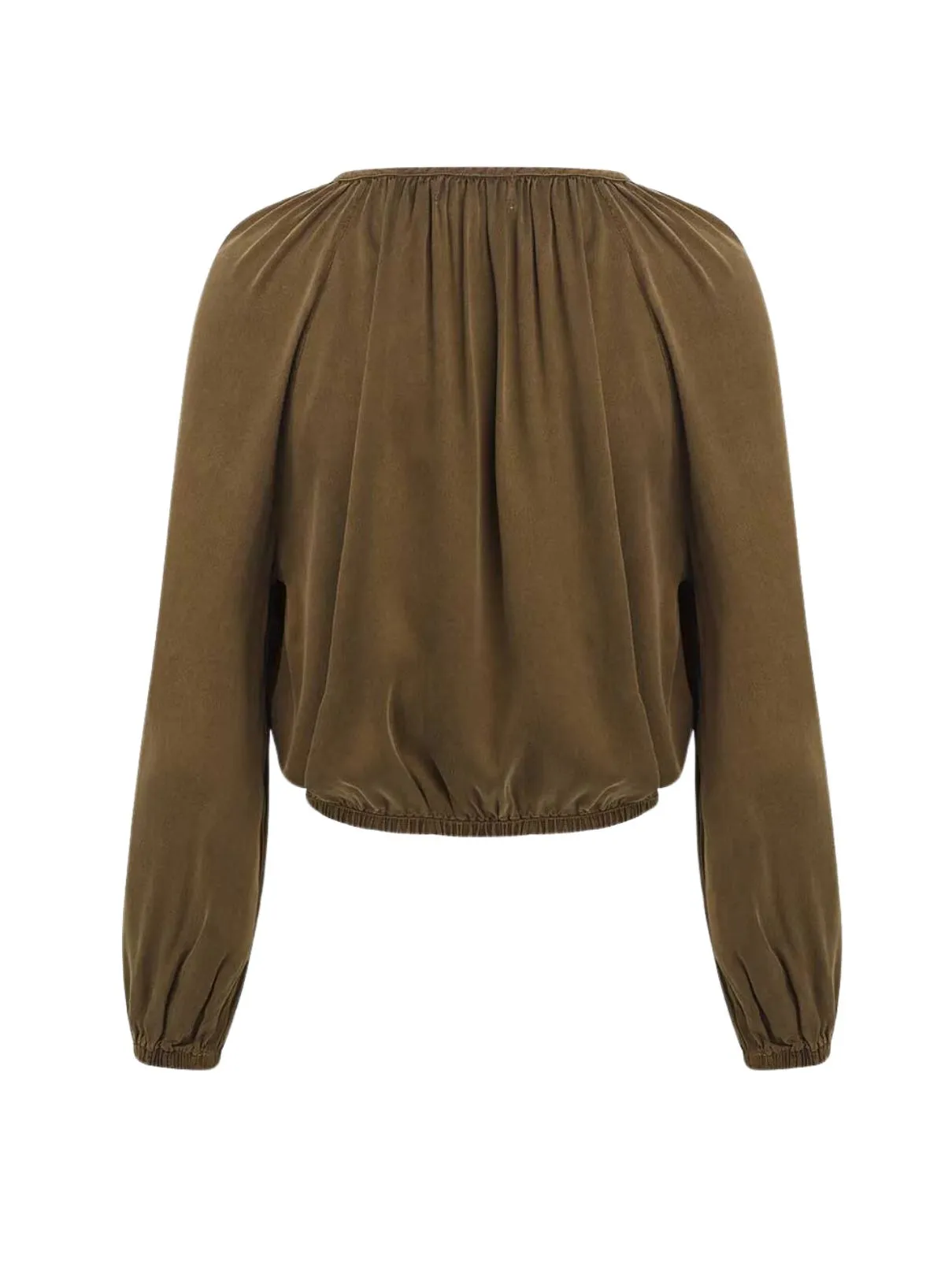 Bella Dahl Shirred Blouse in Autumn Olive