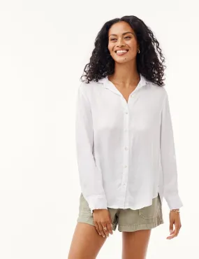 Bella Dahl Side Slit Button Down Shirt in White