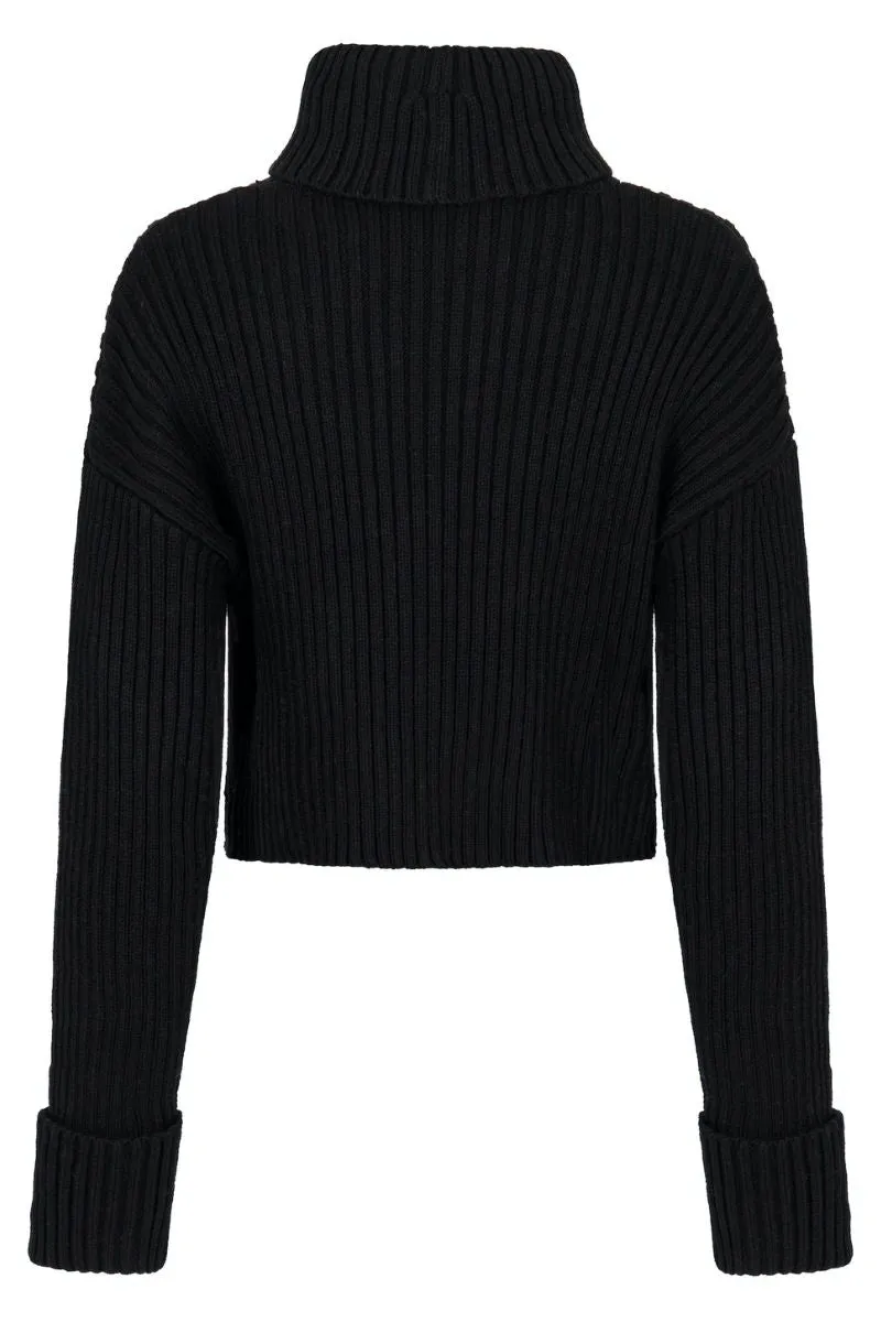 Benson Cropped Knit Blouse  | Black | Strik fra Neo Noir