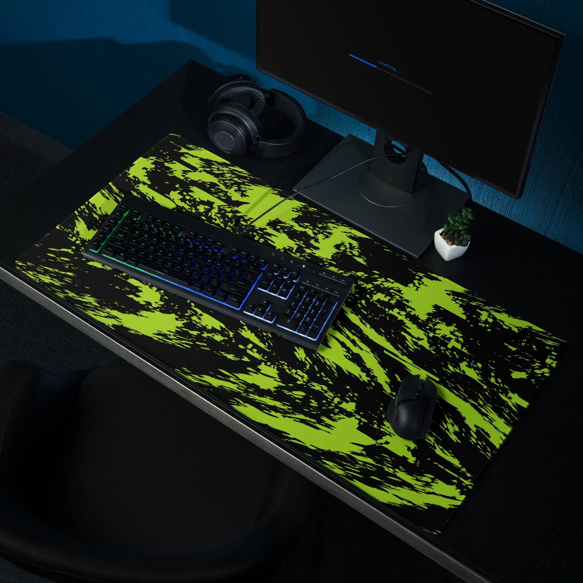 Black Lime Bolt Glitch Gaming Mouse Pad