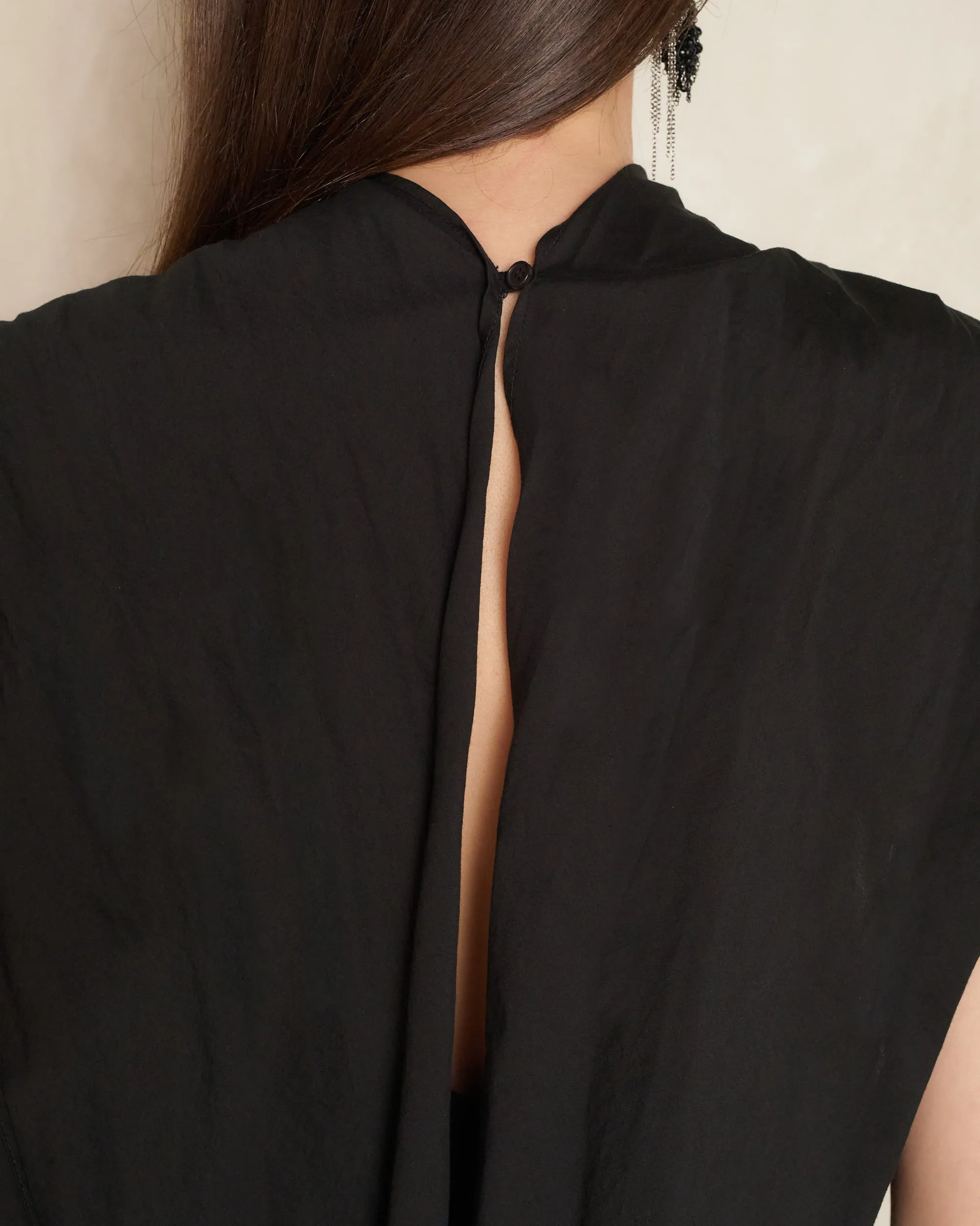 Black Tumbai Sleeveless Shawl Top