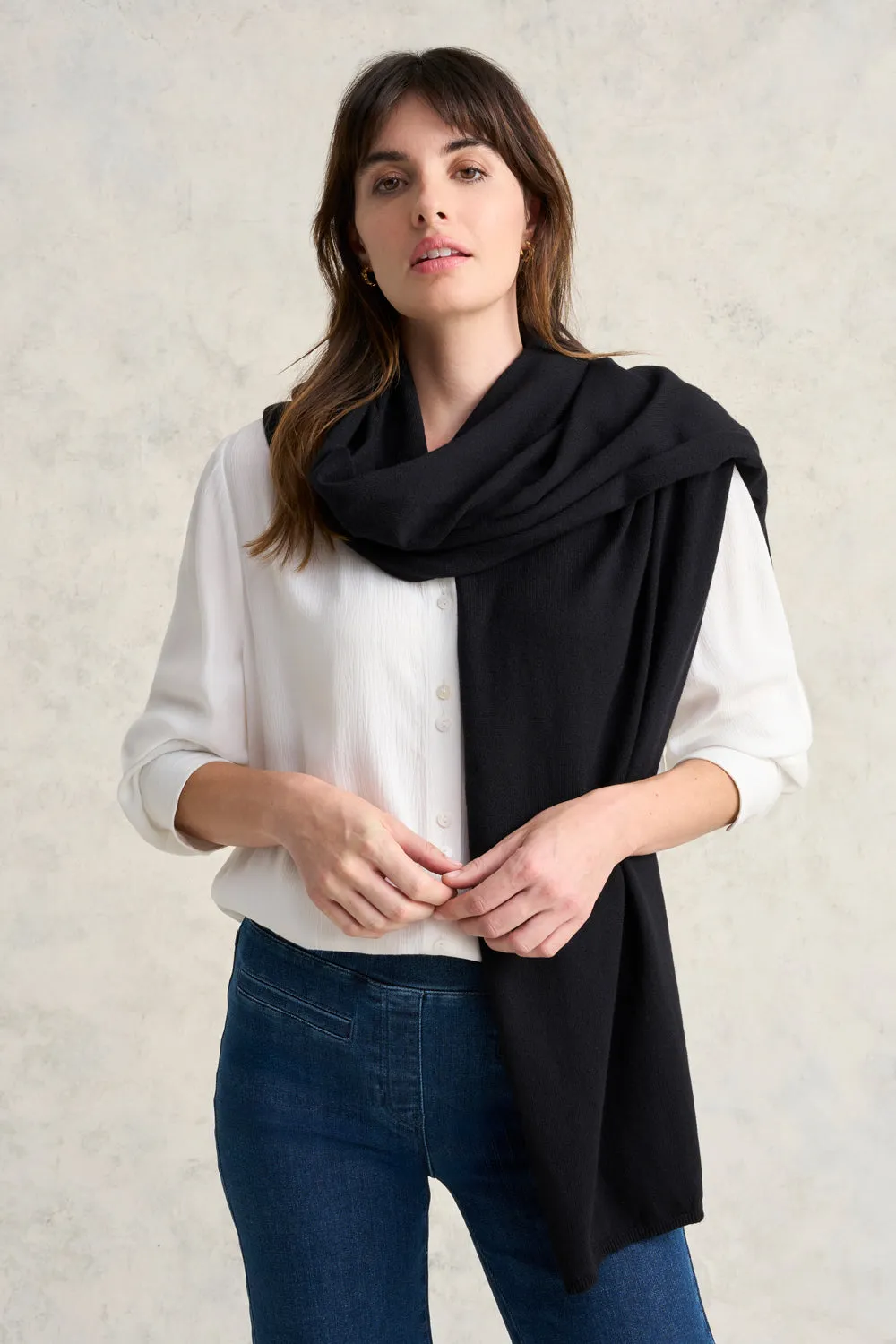 Black Wool Collar Shawl