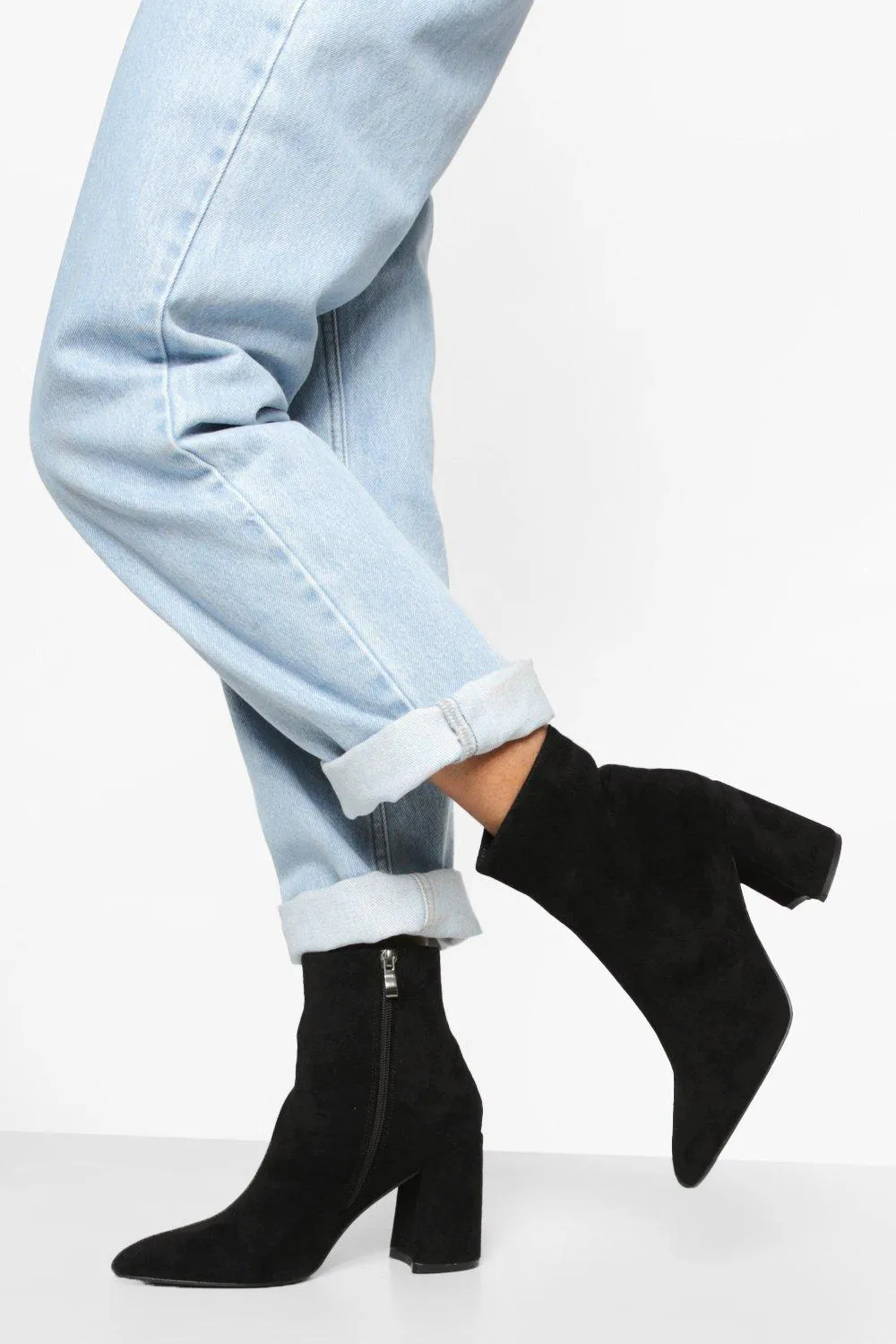 Block Heel Pointed Boots