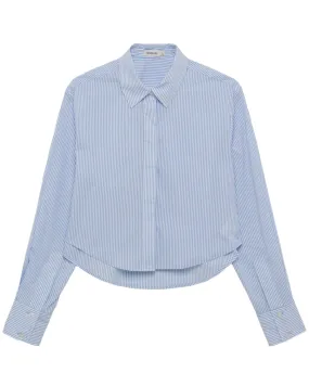 Blue Stripe Renata Crop Button Up Shirt