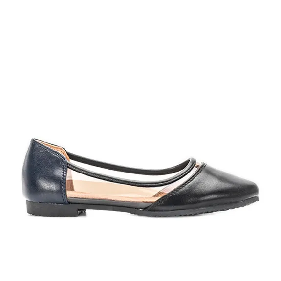 BM Black semi-transparent Juva ballerinas navy blue