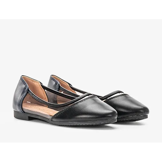 BM Black semi-transparent Juva ballerinas navy blue