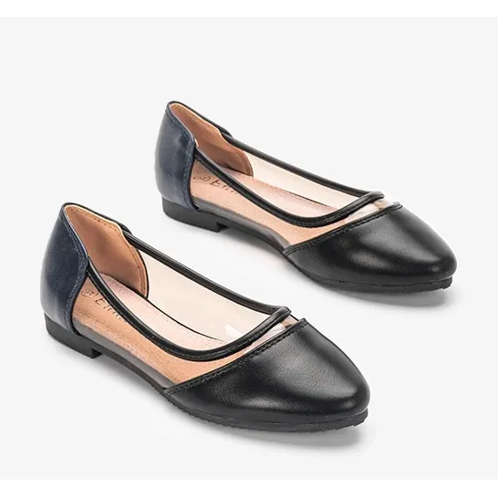 BM Black semi-transparent Juva ballerinas navy blue