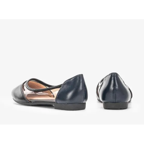 BM Black semi-transparent Juva ballerinas navy blue