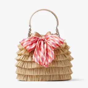 Bon Bon Bucket Natural Raffia Fringe Bucket Bag