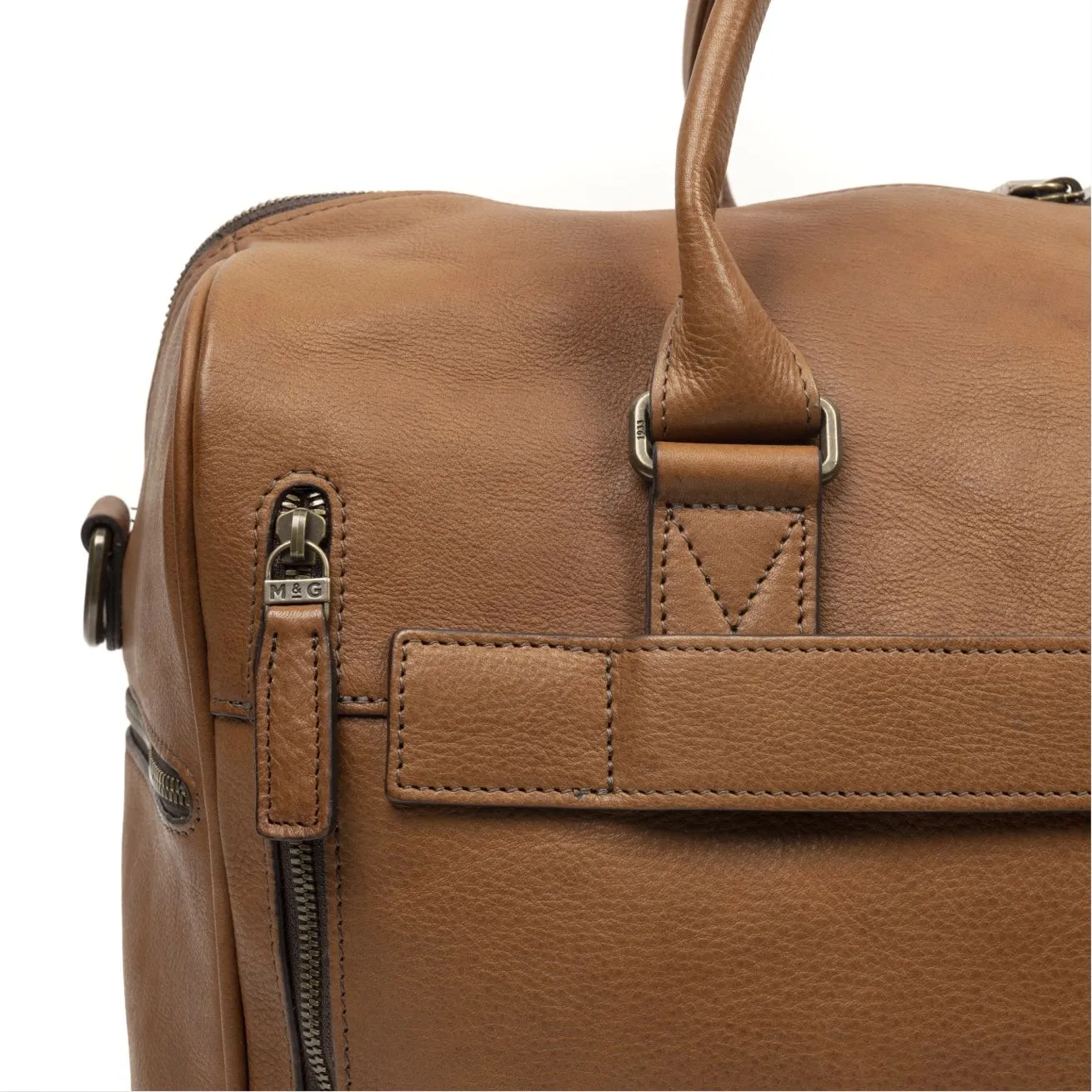 Booker Leather Cabin Duffel in Seven Hills Umber by Moore & Giles