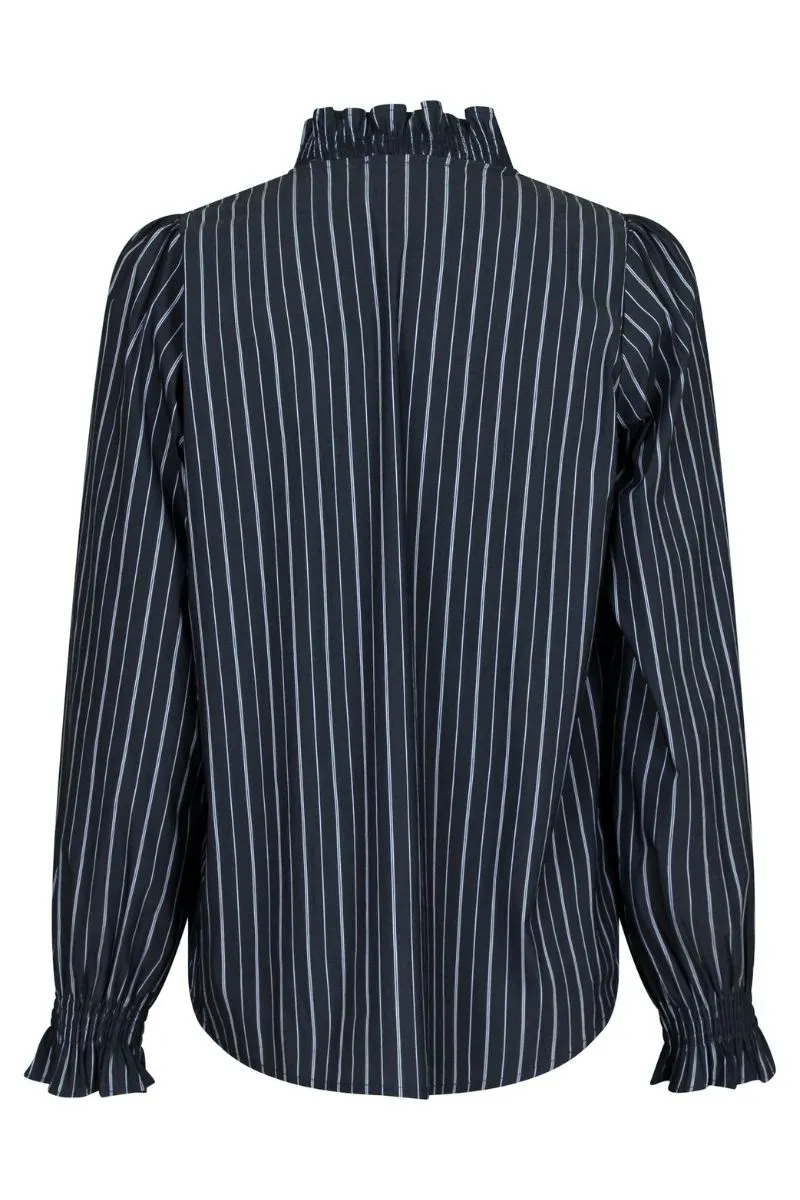 Brianna Double Stripe Blouse | Dark Grey | Bluse fra Neo Noir