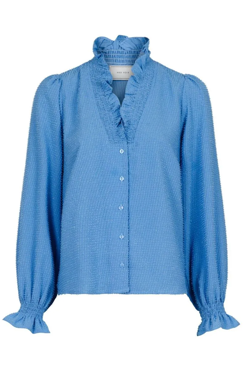 Brielle Glitter Blouse | Dusty Blue | Bluse fra Neo Noir