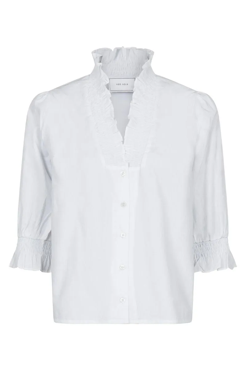 Briony C Poplin Blouse | White | Bluse fra Neo Noir