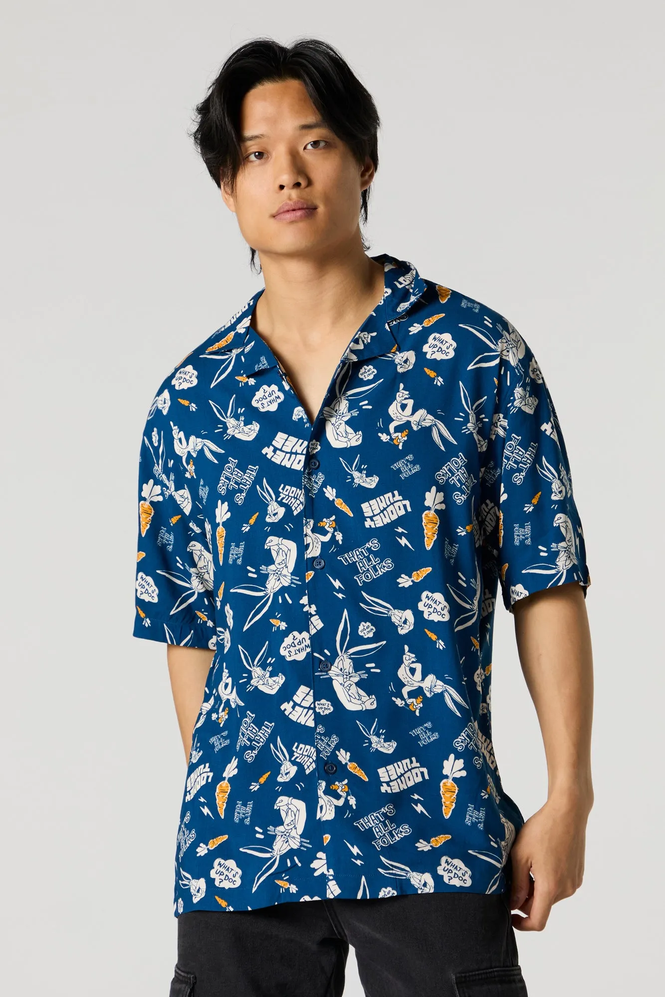 Bugs Bunny Print Button-Up Top