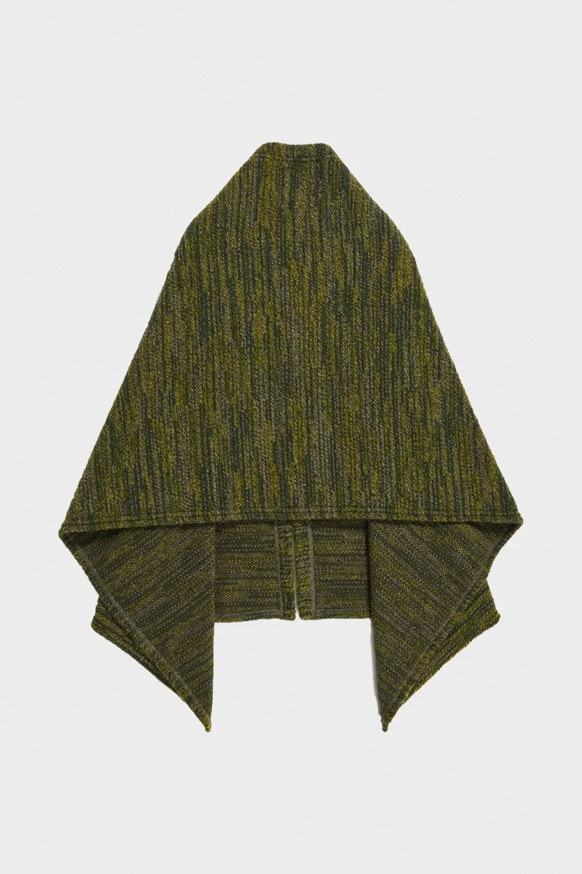 Button Shawl - Green Poly Wool Melange Knit