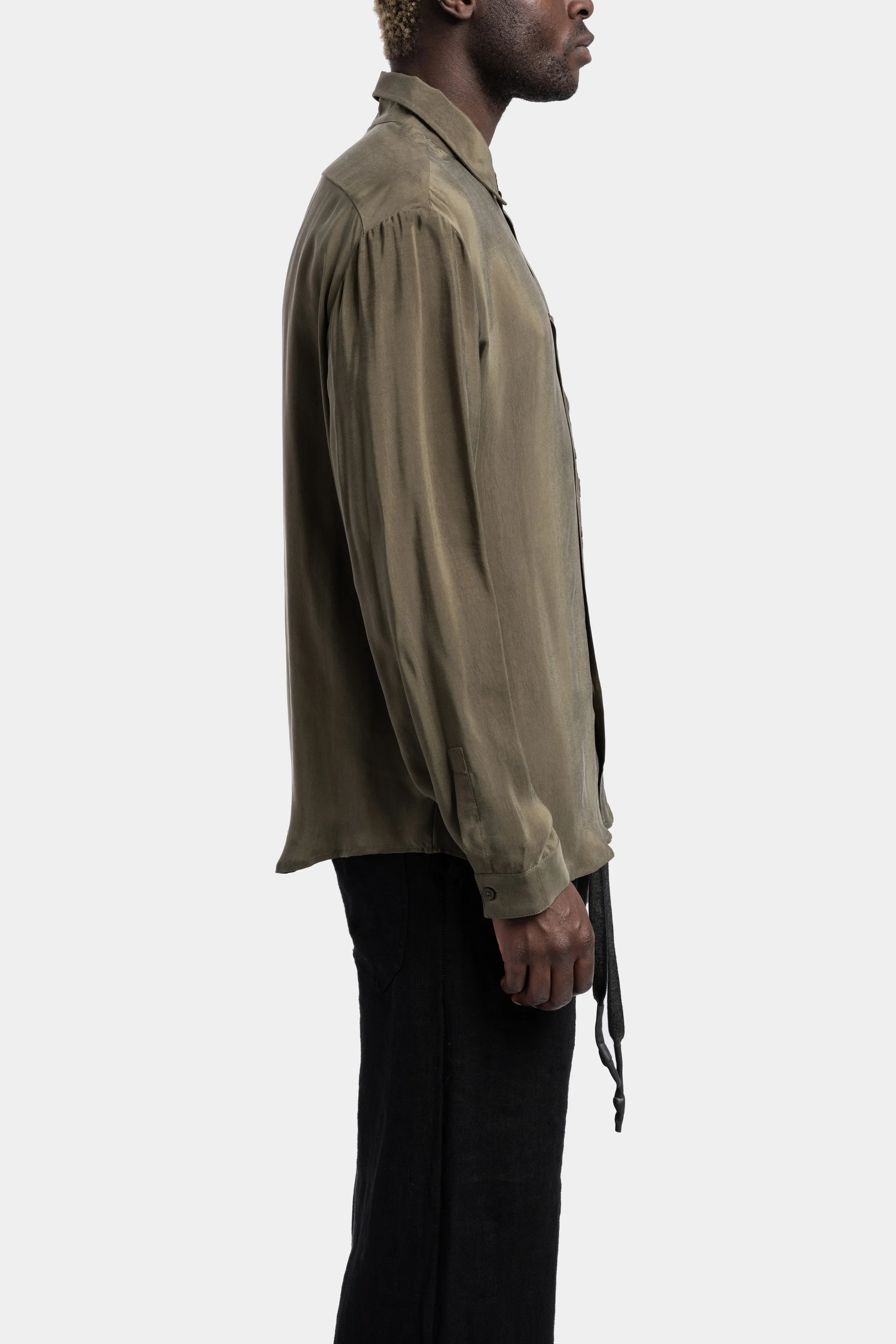 Button Up Cupro Shirt, Khaki