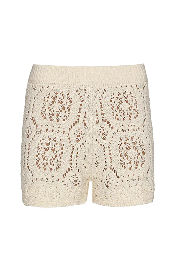 Caroline Biss BEIGE CROCHET SHORTS