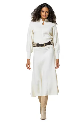 Caroline Biss BEIGE STRETCH JERSEY SKIRT