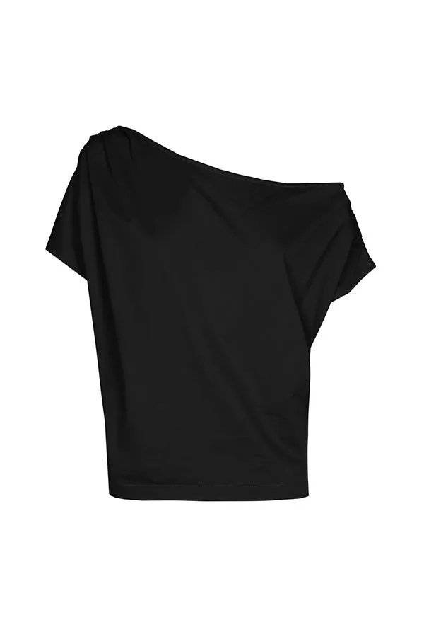 Caroline Biss BLACK COTTON ASYMMETRICAL TOP