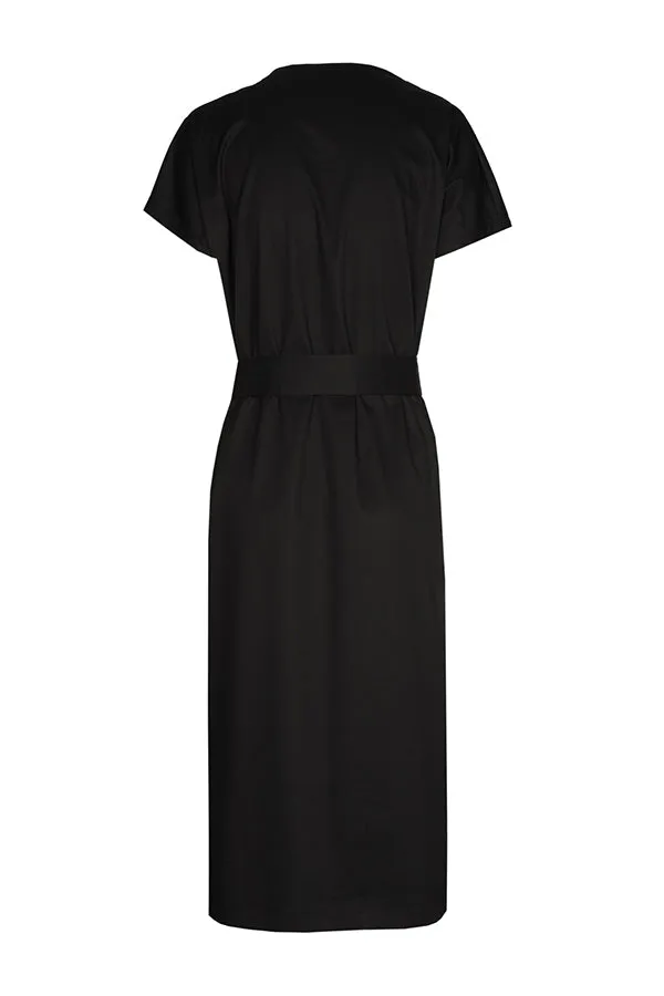 Caroline Biss BLACK STRAIGHT STRETCH COTTON DRESS