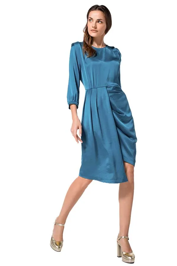 Caroline Biss BLUE ASYMMETRICAL SHINY VISCOSE DRESS