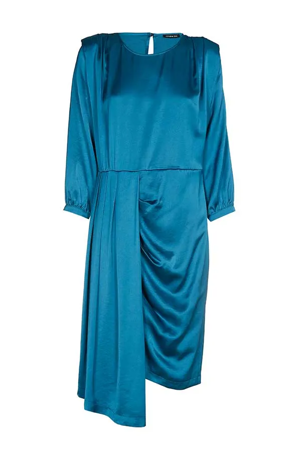 Caroline Biss BLUE ASYMMETRICAL SHINY VISCOSE DRESS