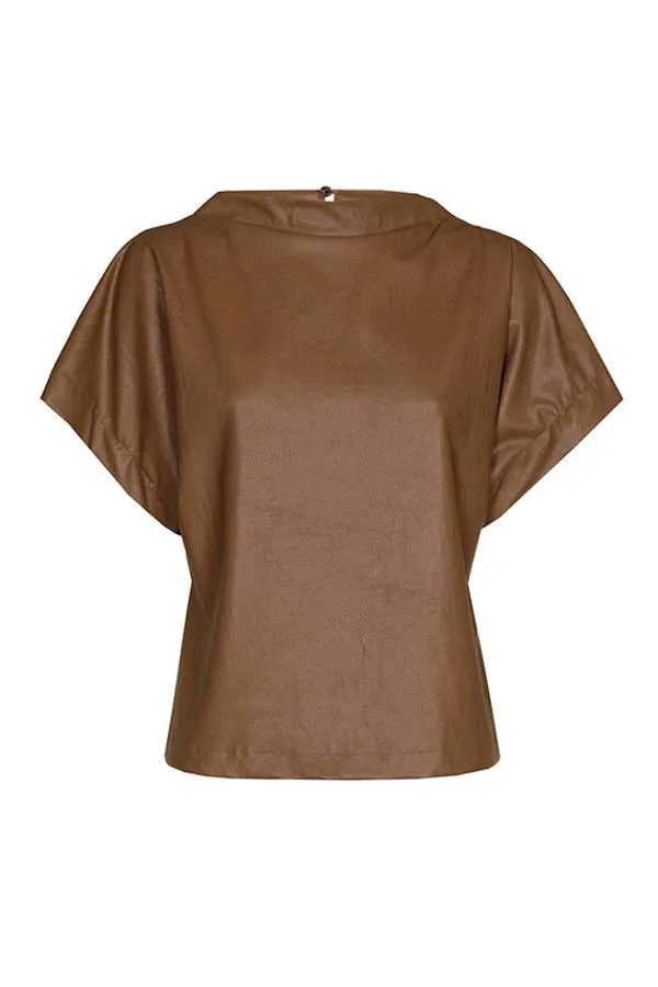 Caroline Biss BRANDY SHORT STRAIGHT ECO-LEATHER TOP