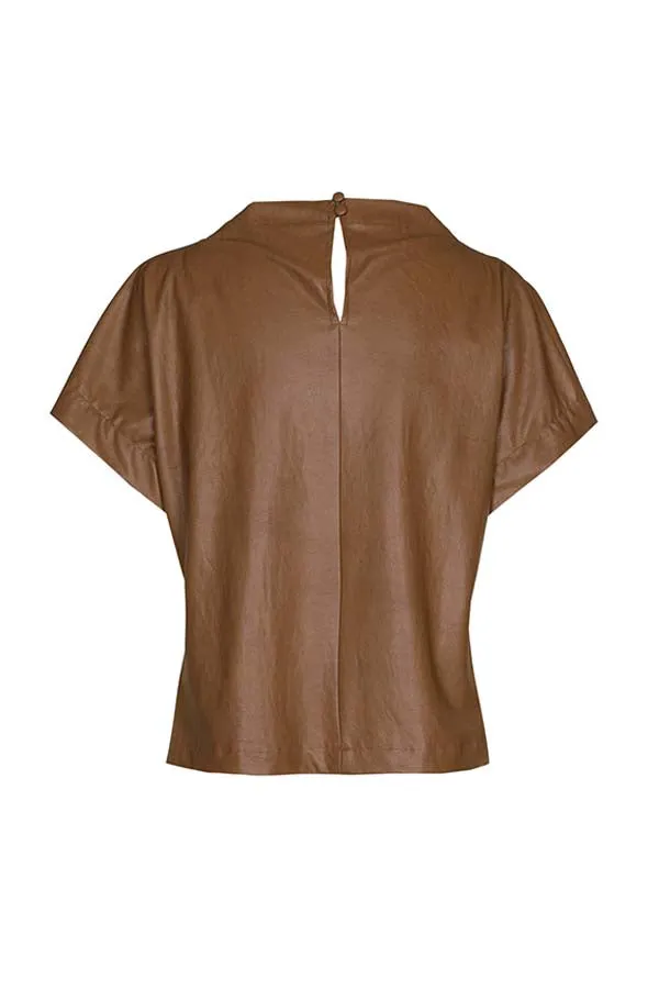 Caroline Biss BRANDY SHORT STRAIGHT ECO-LEATHER TOP