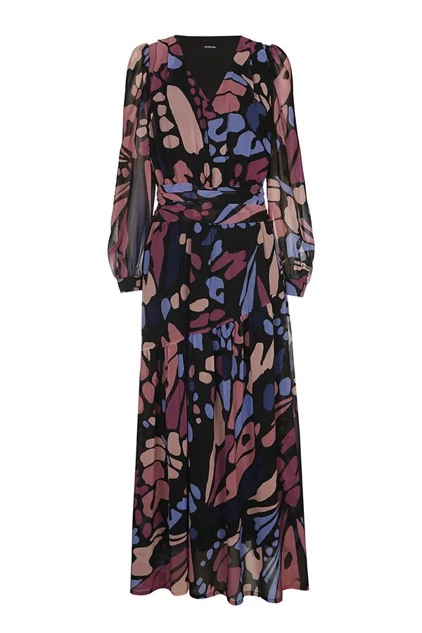 Caroline Biss BUTTERFLY PRINT LOOSE LONG DRESS