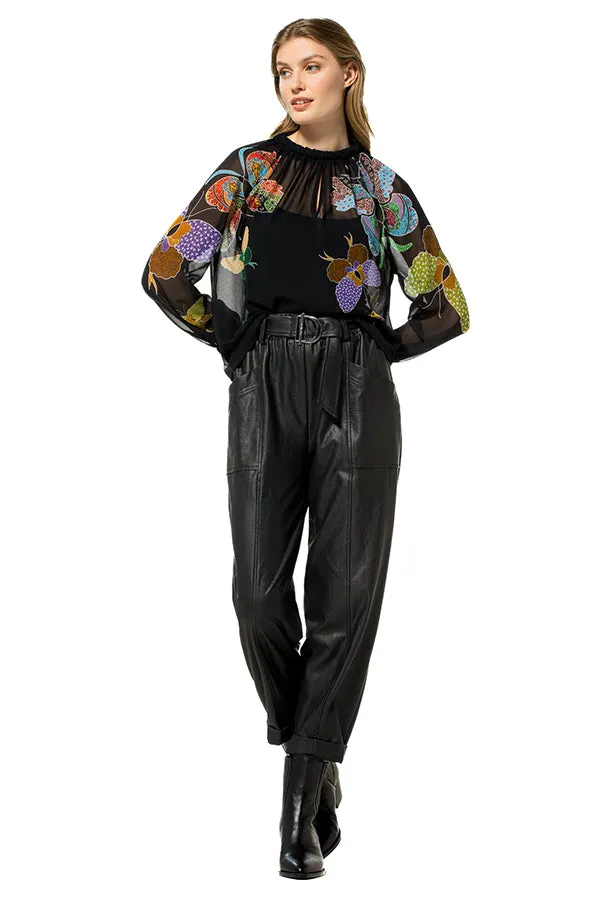 Caroline Biss BUTTERFLY PRINT SEMI-SHEER BLOUSE