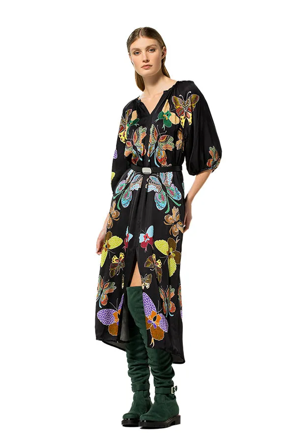 Caroline Biss BUTTERFLY STRAIGHT-FITTING MIDI DRESS